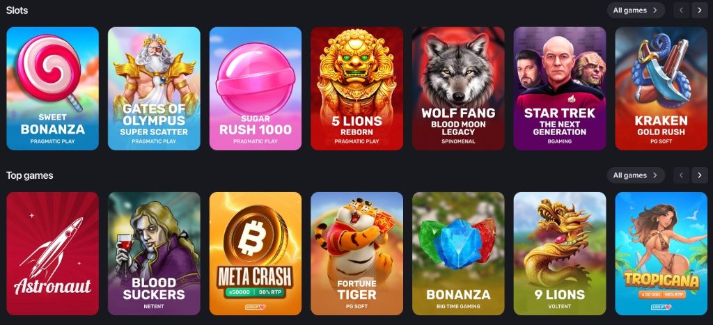 Winum Casino slots: Sweet Bonanza, Gates of Olympus, Sugar Rush 1000, Wolf Fang by Pragmatic